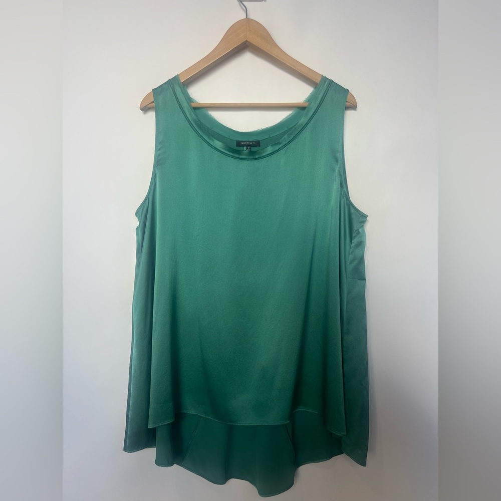 Lafayette 148 New York‎ Emerald Green 100% Silk Sleeveless Blouse Size 16